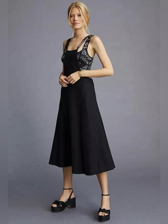 Anthropologie Dresses & Skirts - Anthropologie Women's Black Modern Pinafore Bib Overall Jumper Dress Size 4